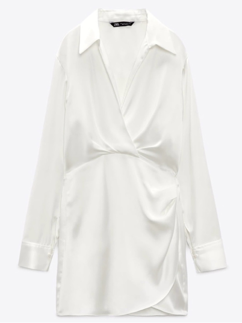 Zara Cream Satin Wrap Mini Dress